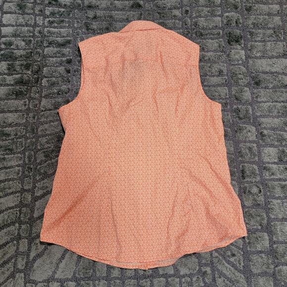 Talbots Size 10P Petite Button Up Polo Tank Top Geometric Professional Golf Top - Picture 5 of 7